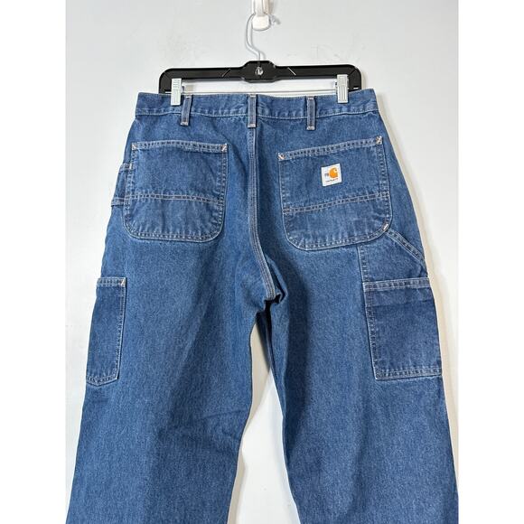 Carhartt Men's Original Fit Straight Leg Work Jeans Pockets Blue Size 34X30north - Picture 4 of 8